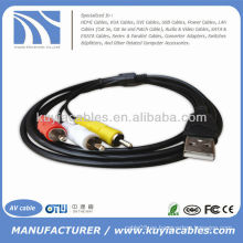 Nuevo 5 pies 1.5M USB Un macho a 3 RCA 3RCA Video Audio Data AV TV Adaptador Cable Cable